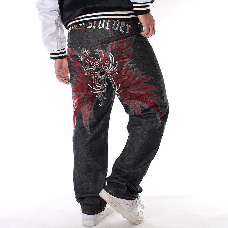 Loose Straight Skateboard Pants Embroidered Hip-hop Hip-hop Jeans Angelwarriorfitness.com