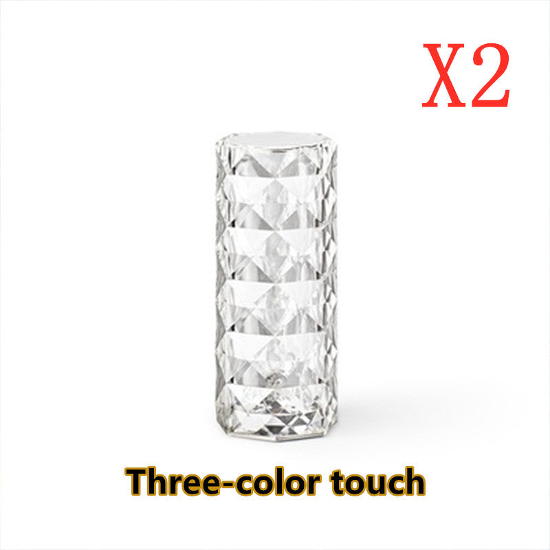 Nordic Crystal Lamp USB Table Lamps Bedroom Touch Dimming Atmosphere Diamond Night Light Rose Projector Lamp Decor Angelwarriorfitness.com